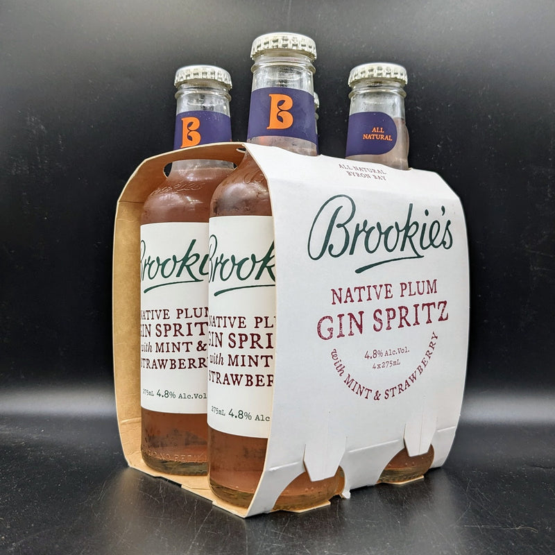 Brookie’s Native Plum Gin Spritz with Mint & Strawberry Stb 4pk