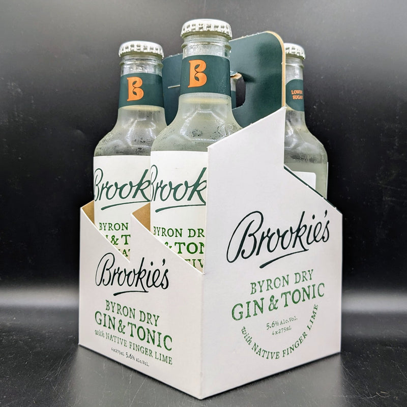 Brookie’s Byron Dry Gin & Tonic with Native Finger Lime Stb 4pk
